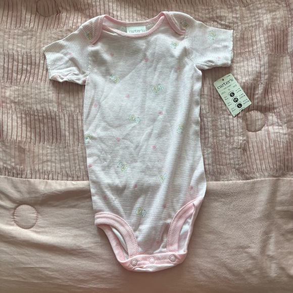 Carter's White and Pink Baby Bodysuit - Picture 1 of 3